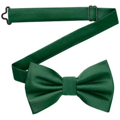 Image de DonDon noeud papillon homme fait main look soie 12 x 6 cm Vert foncé