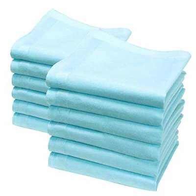 Image de Merrysquare Mini Mouchoirs Unis Petite Taille 23cm x 100% coton Modèle Lilliput (Bleu Ciel)