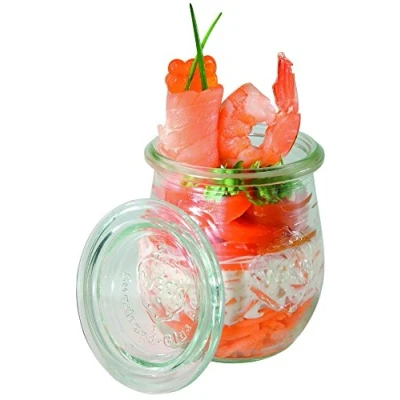 Image de APS 12 pots originaux WECK 220 ml avec couvercle, jeu de 12, Ø 7 cm, H : 8 forme tulipe, pot conservation, décoratif, à dessert, stockage, lavable au lave vaisselle
