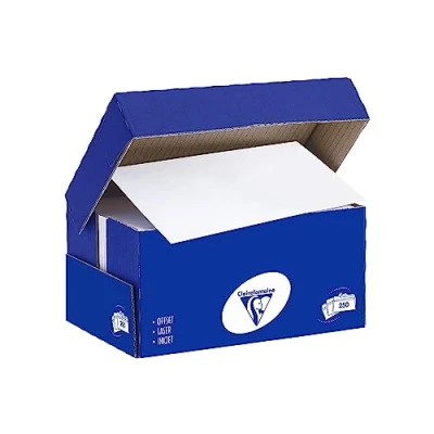 Image de Clairefontaine Réf. 1600C 250 enveloppes au format DL 110 x 220mm Sans fenêtre Clairalfa 90 g/m² Couleur : Blanc (171 CIE)