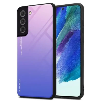 Image de Coque pour Samsung Galaxy S22 PLUS en ROSE BLEU Housse de protection Étui bicolore silicone TPU et dos verre trempé Neuf