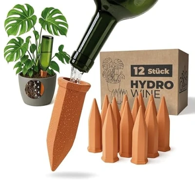 Image de BioGreen Lot de 12 systèmes d&#039;irrigation Hydro Wine pour Plantes Balcon et en Pot Cône d&#039;argile adapté aux Bouteilles vin Pet I Distributeur d&#039;eau Pas d&#039;arrosage ni dessèchement