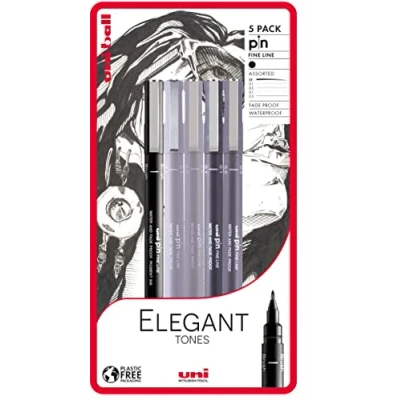 Image de uni ball PIN Lot de 3 stylos à pointe fine, encre résistante l&#039;eau et la décoloration, idéal pour les architectes, croquis, le scrapbooking, dessin, l&#039;art, dessin technique, qualité
