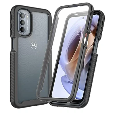 Image de XINNI Coque pour Motorola Moto G51 5G Antichoc Housse avec Protège écran, 360 Degrés Full Body Etui Solide Double Face Bumper Portable Transparent