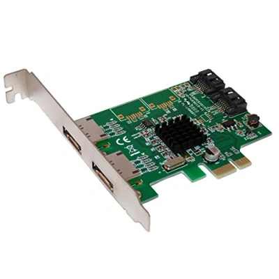 Image de Carte Controleur PCI Express (PCI E) 4 Ports SATA 3 (SATA III) 2 externes (eSATA) + internes (SATA) CHIPSET Marvell 88SE9215 par COMPUTER DISTRICT.