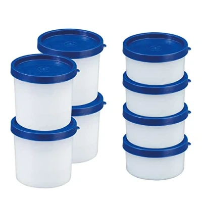 Image de Westmark 8 Pots/Boîtes à Herbes/Congélation, Couvercle inclus, Capacité : 4x100ml et 4x200ml, Empilable, Plastique, Trio, Couleur Transparent/Bleu, 258422E6