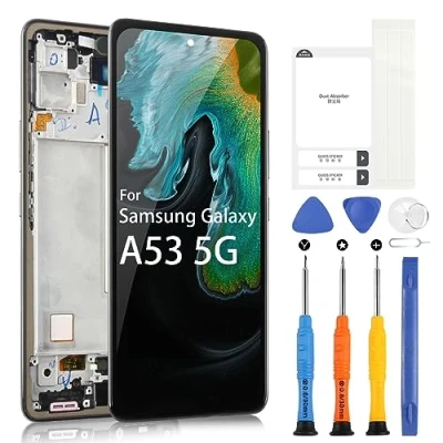 Image de Écran LCD pour Samsung Galaxy A53 5G SM A536B A536U A536E Digitizer Tactile Assemblée avec Réparation Kit (6,5&quot;, Noir Cadre, Incell)