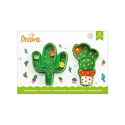 Image de DECORA COD. 0255072 KIT 2 EMPORTE PIÈCES EN PLASTIQUE CACTUS 9 X H 2,2 CM, Vert