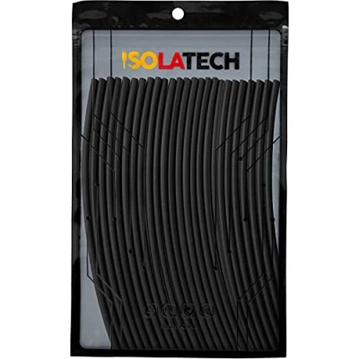 Image de ISOLATECH Gaine thermorétractable 2:1 kit sans colle noir Ø2mm 5,0 mètres en 25pcs x 20cm pour voiture Câble Isolation résistant aux UV Réparation marquage
