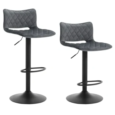 Image de WOLTU Lot de 2 Tabourets Bar Pivotants, Tabouret Réglable en Hauteur, Salle à Manger avec Repose Pieds,Base Évasée, Chaise Velours Rembourrée, Gris foncé, BH392dgr