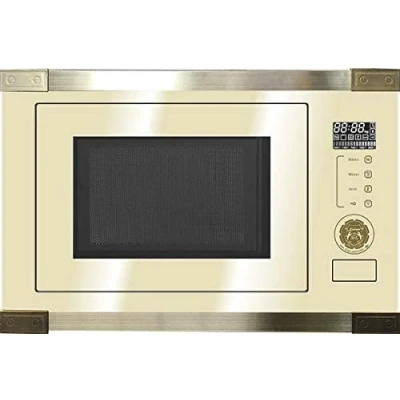 Image de Kaiser EM 2545 Elf AD Four à micro ondes encastrable multifonctions,verre ivoire,25L,air chaud gril,21 fonctions,pomme de terre,pizza,sécurité enfants,four rétro