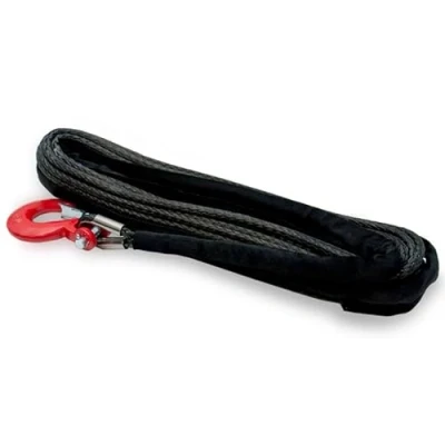 Image de Dragon Winch Câble de Treuil Synthétique 25m 8mm avec Crochet pour Treuils Électriques Utilisation Off Road, 4x4, Camions Capacité 8000 10000 lbs Durable, Robuste Noir