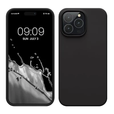 Image de kwmobile Housse Compatible avec Apple iPhone 14 Pro Max Coque de téléphone Fine Finition Douce Noir Mat