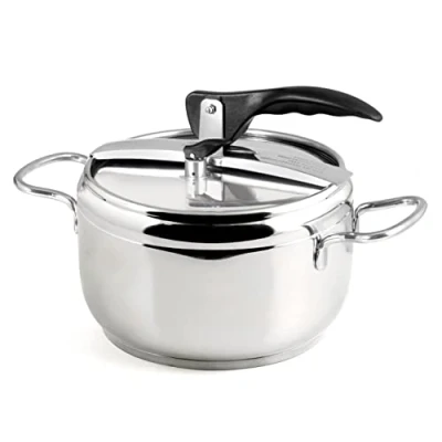 Image de INOXPRAN Casserole à Pression, Acier Inoxydable, capacité 5 L, Triple Fonte, Convient Tous Les Plans de Cuisson, y Compris l&#039;induction, la Cuisine Rapide et l&#039;économie d&#039;énergie, Lavable au