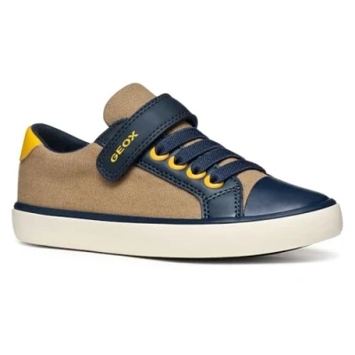 Image de Geox Gisli BOY Baskets basses pour enfants, Taille: 35, Camel/navy Imitation cuir/textile