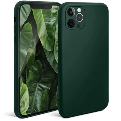 Image de Moozy Minimalist Series Coque en silicone pour iPhone 12, 12 Pro, Vert nuit Finition mate fine et souple TPU Neuf