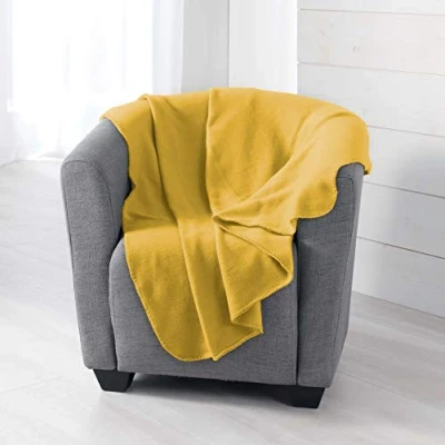 Image de douceur d&#039;interieur Milou Plaid, Polyester, Jaune, 125 x 150 CM