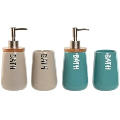 Image de Ensemble de bain HOME ESPRIT Multicolore 2 unités Bambou, ABS, Dolomite 8,5 x 9 19 cm