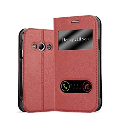 Image de cadorabo Coque pour Samsung Galaxy XCOVER 3 en Rouge Safran Housse Protection avec Stand Horizontal et Deux Fenêtres Portefeuille Etui Poche Folio Case Cover