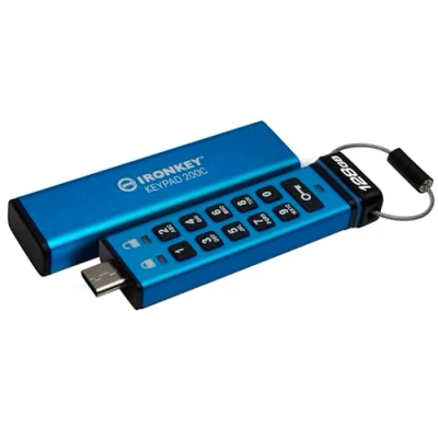 Image de Kingston IronKey Keypad 200C Clé USB Type C à chiffrement matériel FIPS 140 3 niveau (en attente) avec XTS AES 256 bits IKKP200C/128GB