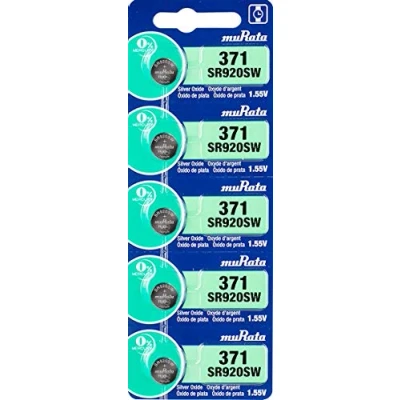 Image de 5 X MURATA 371 SR69 AG6 SR920SW Argent Oxyde 0% Mercure Batterie Montre [1 Bande of Piles ]