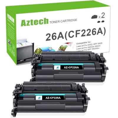 Image de Aztech Cartouche de Compatible pour HP 26A CF226A 26X CF226X Laserjet Pro MFP M402dn M402n M426dw M426fdw M426fdn M402dw M402d M426 M402 Toner (Noir,Pack 2)