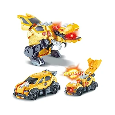 Image de VTech Switch &amp; Go Dinos Crash, Dinosaure Sonore Zyrex, le T Rex, Jouet 2 en 1 Transformable Voiture de Rallye, Bataille Explosive, Cadeau Enfant Dès 4 Ans Contenu Français