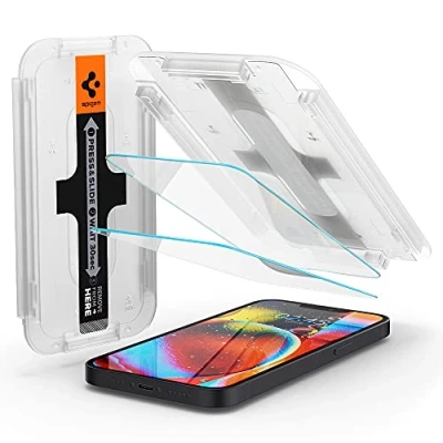 Image de Spigen EZ FIT Verre Trempé Clear Protection D&#039;Ecran Avec Cadre De Montage Apple iPhone 13 Mini 2 packs