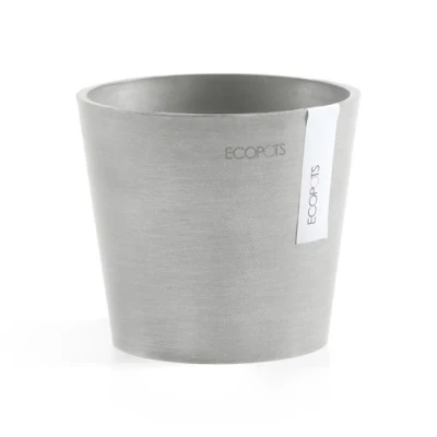Image de Ecopots Amsterdam mini rond 13 cm blanc gris pot pour plantes/fleurs