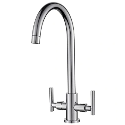 Image de Cobbe Robinet mitigeur de cuisine à double levier avec bec pivotant 360 , robinets raccords standard britanniques, chromé