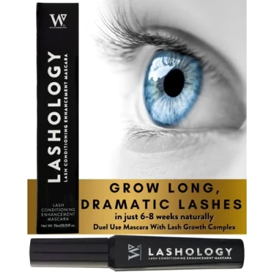 Image de mascara de croissance des cils Lashology en noir, sérum pour à l&#039;intérieur d&#039;un plus épais, forts, volumineux et longs