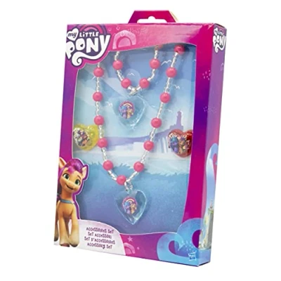 Image de Joy Toy Hasbro 42694 My Little Pony The Movie Parure de bijoux comprenant 1 bracelet perles, collier 2 bagues dans un emballage cadeau Multicolore