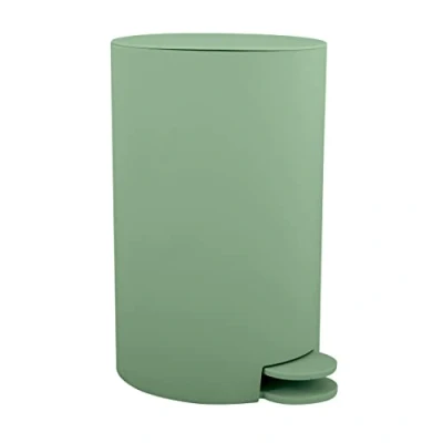 Image de MSV, Poubelle à cosmétiques Modèle Osaki, 3 litres, Couvercle, Pédale pour Toilettes Salles de Bain, Compact, Petit Espace, avec Récipient intérieur Amovible, Vert Basile