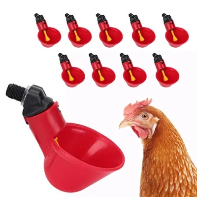 Image de Poulet Fontaine d&#039;eau, 10 PCS Volaille Mamelons d&#039;eau Buveur Automatique Mangeoire À Distributeur Potable pour Canards Poule Dindes Oies Caille