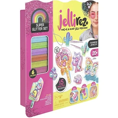 Image de JELLI REZ Super Glitter Pack, Loisirs créatifs, Créations en Gel, Jouet pour Enfants dès 7 Ans, JEL01, Multicolore