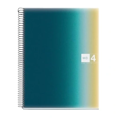 Image de Miquelrius Cahier A4, quadrillé 5 mm, 120 feuilles de 70 g/m², 4 bandes colorées, spirale micro perforée, couverture en polypropylène, trous, Notebook A4 Aurora Iceland