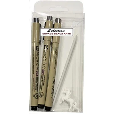 Image de Sakura Pigma Micron 003 Pigment Ecriture Pointe Superfine + 0,03 mm Noir [Lot de 3] ET ESTOMPE