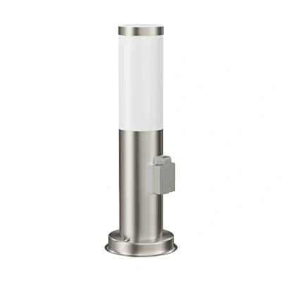 Image de ledscom.de lumière de chemin/lampe borne/lampe jardin PORU pour l&#039;extérieur, IP44, 39 cm, inox, 1x E27 max. 40W, prise courant, extérieur, E27, colonne, d&#039;orientation,