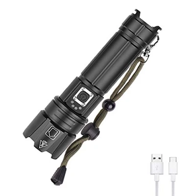 Image de Lampe Torche LED Puissante 6000 Lumens, WESLITE XHP70.2 Rechargeable de Poche avec Indicateur Puissance Zoomable 5 Modes pour le Camping Pêche Randonnée(Batterie Incluse)