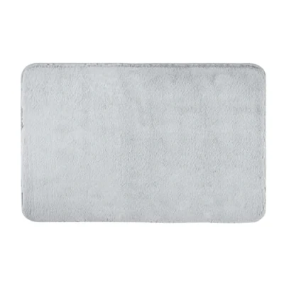 Image de WENKO Tapis de Bain Saravan, en matière Microfibre Douce (100% Polyester) avec Hauteur Poil 20 mm et Dessous antidérapant, séchage Rapide Non Pelucheux, 50 x 80 cm, Gris Clair