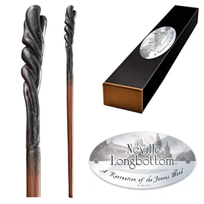 Image de The Noble Collection Neville Longbottom Character Wand 13in (34cm) Wizarding World with Name Tag Harry Potter Film Set Movie Props Wands