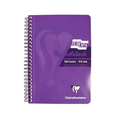 Image de Clairefontaine 5813Z Un Carnet à Spirale Europa Glossy Violet A5 14,8x21 cm 180 Pages Détachables Lignées avec Marge Papier Blanc 90 g Couverture Carte Vernie