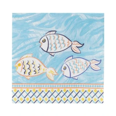 Image de Talking Tables Lot de 20 serviettes en papier jetables Motif poisson
