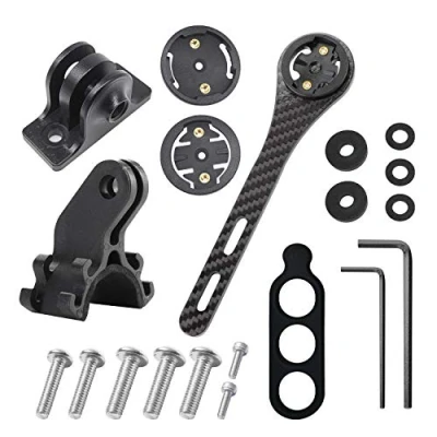 Image de JEEZAO Support d&#039;Ordinateur de Vélo pour Garmin Wahoo,Bryton, Mount Caméra Action et d&#039;éclairage, Fibre Carbone Extension Guidon Compteur Kilométrique