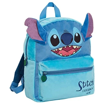 Image de Lilo and Stitch Sac à dos en peluche pour enfant d&#039;école 3D déjeuner Cadeau Disney, bleu, Taille unique,