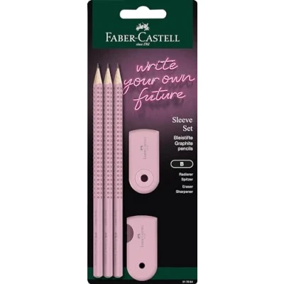 Image de Faber Castell 217084 Set de crayons Avec étui taille crayon, gomme et 3 Grip 2001 Rose Shadows