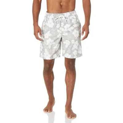 Image de Amazon Essentials Short de Bain à Séchage Rapide 23 cm Homme, Gris Fleur d&#039;hibiscus, XL