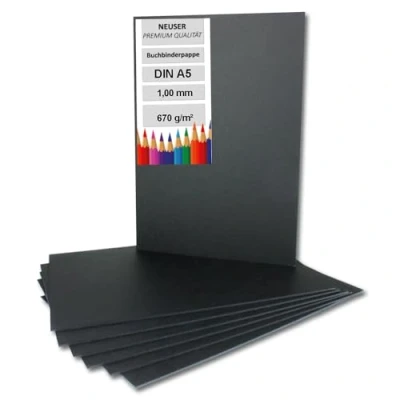 Image de Lot de 20 cartons reliure, format A5, noirs, épaisseur : 1 mm, grammage 670 g/m²