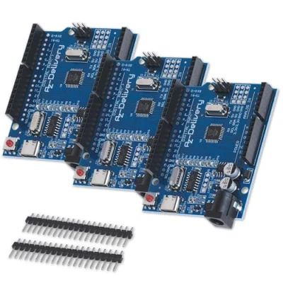 Image de AZDelivery Lot de 3 cartes microcontrôleurs AZ ATmega328 avec port USB C et e book inclus