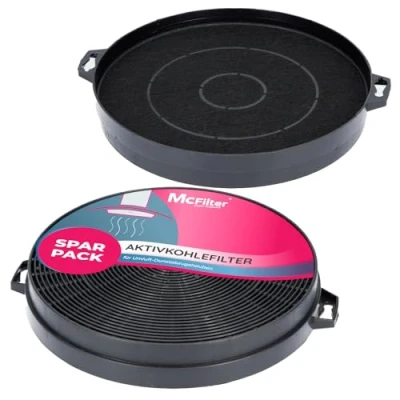 Image de McFilter 2x filtre à charbon actif Ø 210mm pour hotte aspirante adapté Constructa 00353121, Bosch/Neff DHZ5140, Bauknecht 481281718524 AEG/Juno 902979371/9 Filtres